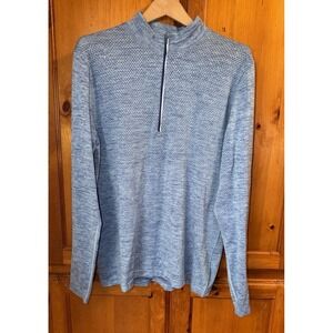 Lululemon Men's L Metal Vent Tech Shirt Training Long Sleeve Yoga Half Zip Blue